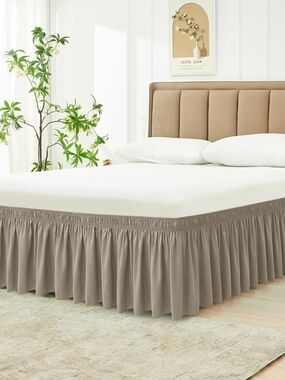 Taupe Ruffled Bed Skirt - Home Bedding Queen 15"